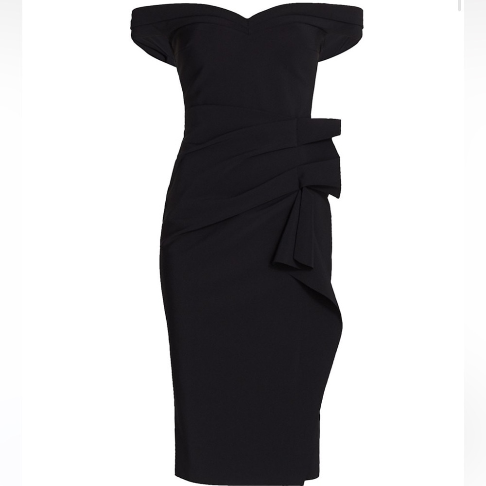 Chiara Boni Black Off-Shoulder Midi Dress